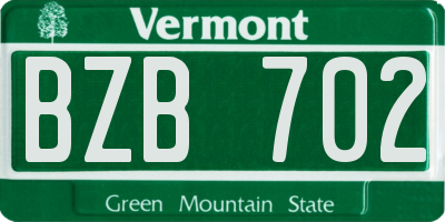 VT license plate BZB702
