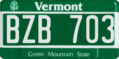 VT license plate BZB703