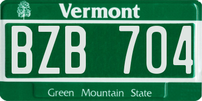 VT license plate BZB704
