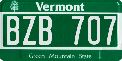 VT license plate BZB707