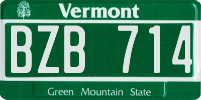 VT license plate BZB714