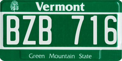 VT license plate BZB716