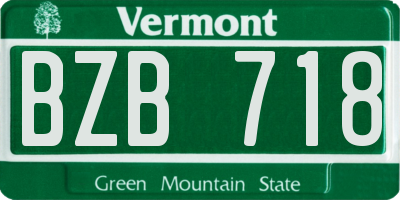 VT license plate BZB718