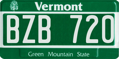 VT license plate BZB720