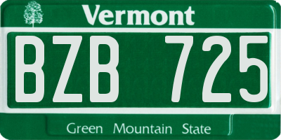 VT license plate BZB725