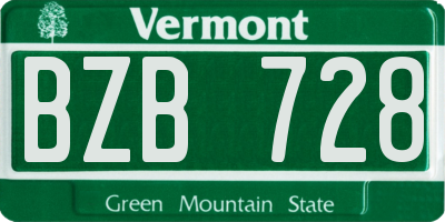 VT license plate BZB728