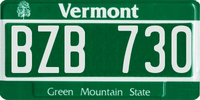 VT license plate BZB730