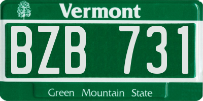 VT license plate BZB731