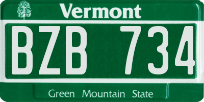 VT license plate BZB734