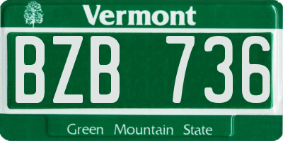 VT license plate BZB736