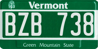 VT license plate BZB738