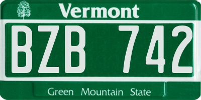 VT license plate BZB742