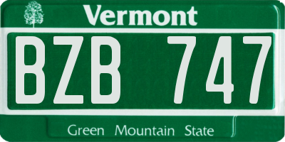 VT license plate BZB747