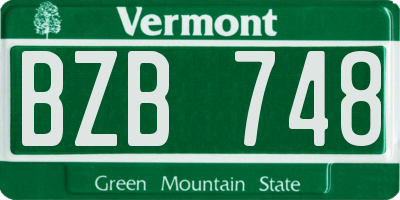 VT license plate BZB748
