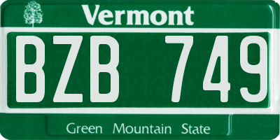 VT license plate BZB749