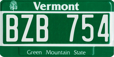 VT license plate BZB754