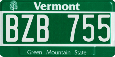 VT license plate BZB755