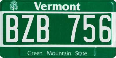 VT license plate BZB756