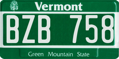VT license plate BZB758