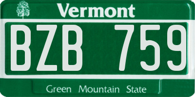 VT license plate BZB759