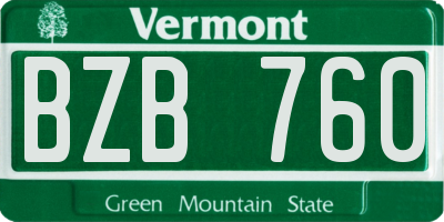 VT license plate BZB760