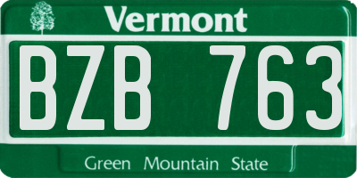 VT license plate BZB763