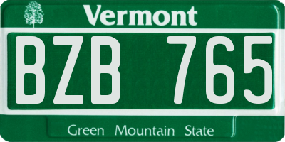 VT license plate BZB765