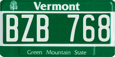 VT license plate BZB768
