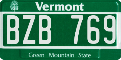 VT license plate BZB769