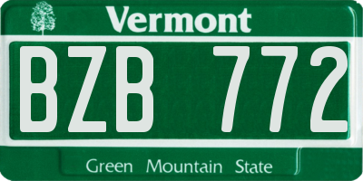 VT license plate BZB772