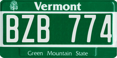 VT license plate BZB774