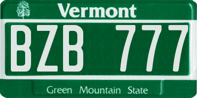 VT license plate BZB777
