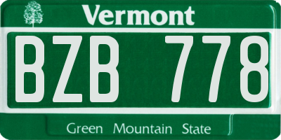 VT license plate BZB778