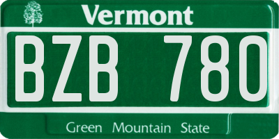 VT license plate BZB780