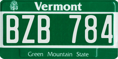 VT license plate BZB784