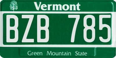 VT license plate BZB785