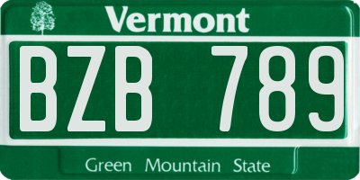 VT license plate BZB789