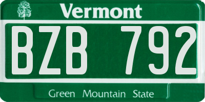 VT license plate BZB792