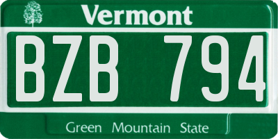 VT license plate BZB794