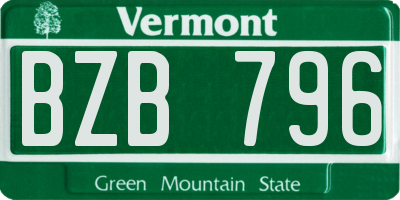 VT license plate BZB796