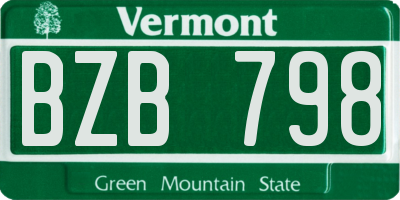 VT license plate BZB798