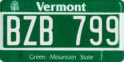 VT license plate BZB799