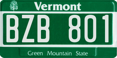 VT license plate BZB801