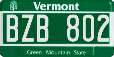 VT license plate BZB802