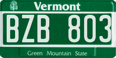 VT license plate BZB803