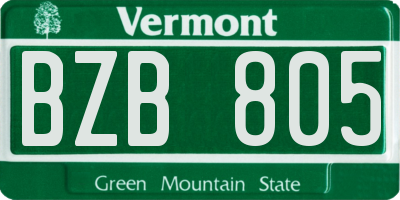 VT license plate BZB805