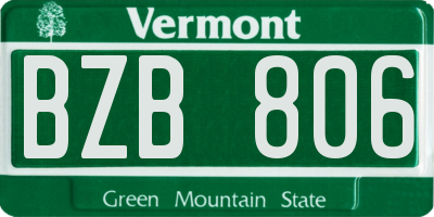 VT license plate BZB806