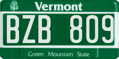 VT license plate BZB809