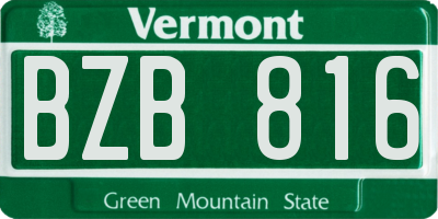 VT license plate BZB816