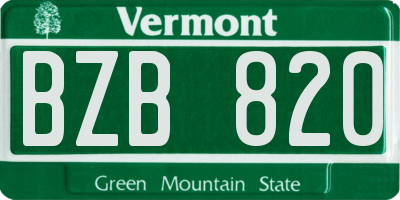 VT license plate BZB820